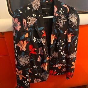 Who What Wear Black and Red Floral Jacket